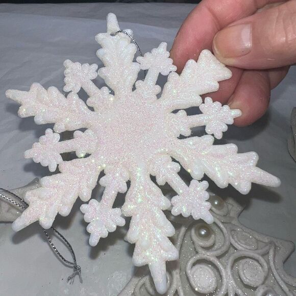 Set of Four Winter Wonderland White and Sparkle Ornaments - Picture 8 of 8